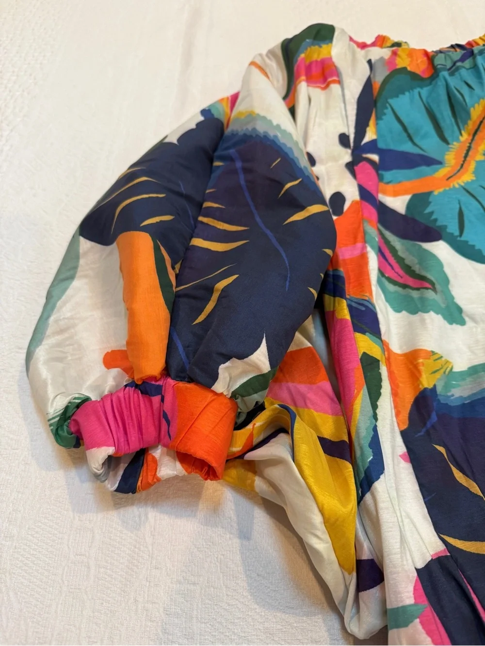 Plus Size Colorful Off the Shoulder Leaf Top by Polly Pearl